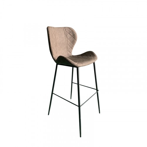 BS-081BW 棕色铁脚布艺吧椅